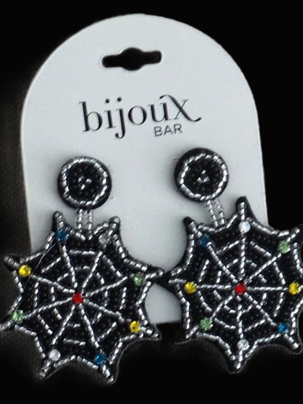 Bijoux Bar Spiderweb Beaded Dangle Earrings